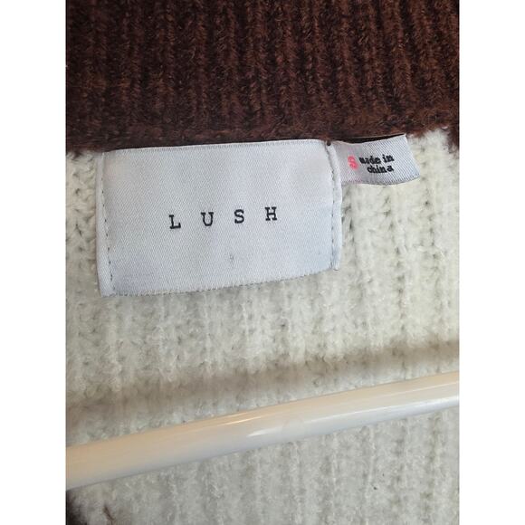 Lush Cream Expresso Cardigan Sweater S Womens Lagen Look Cottage Core Classic - Picture 3 of 5